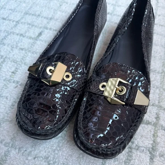 Stuart Weitzman Brown snake-embossed Loafers Size 11 - Picture 5 of 7